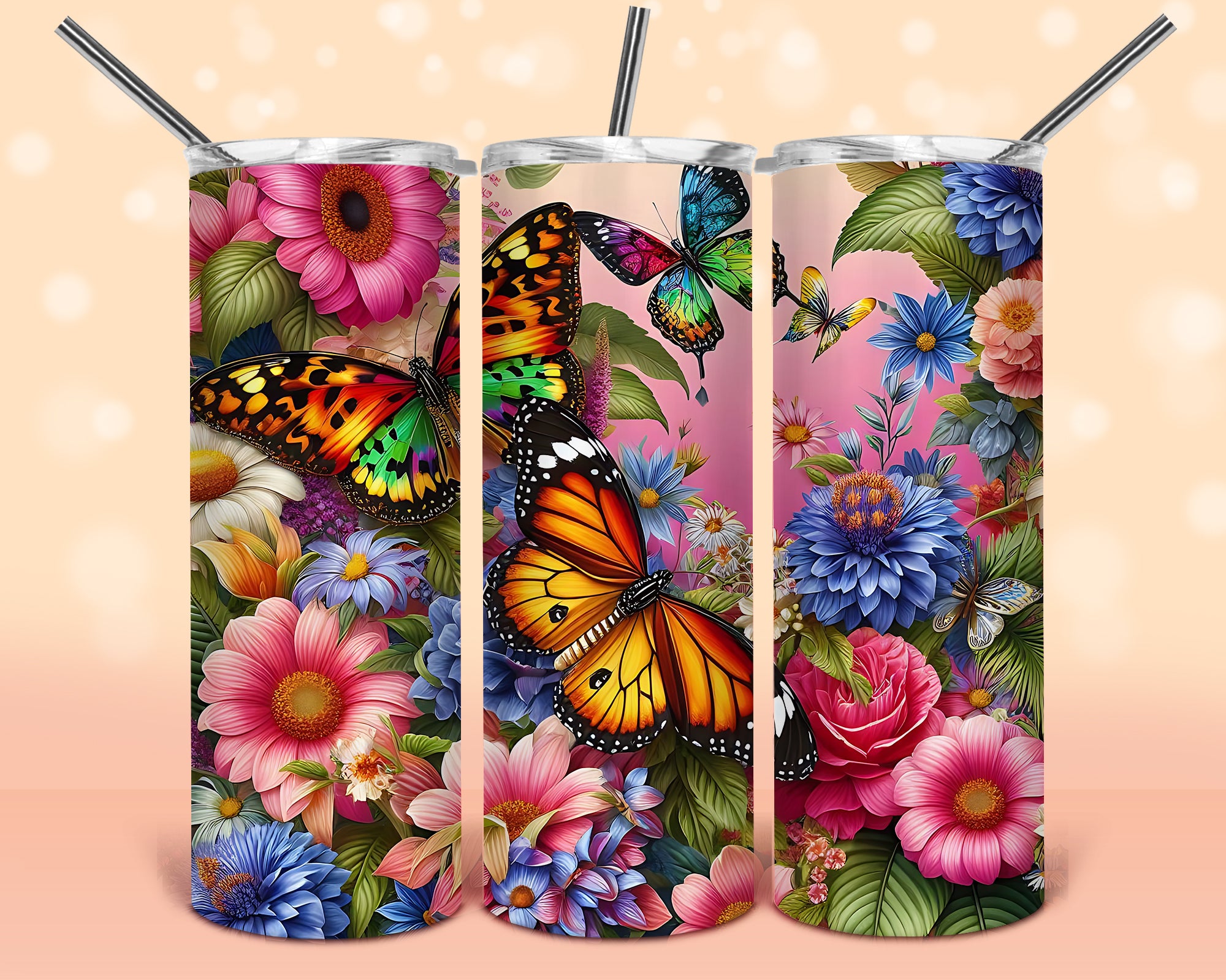 20oz Butterfly Stainless Steel Tumbler – Insulated & Stylish
