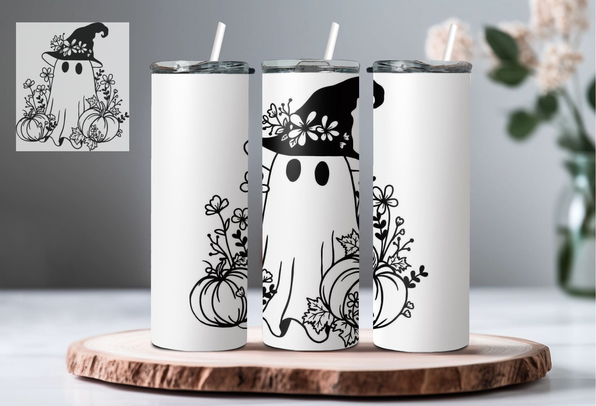 Black & White Ghost Tumbler