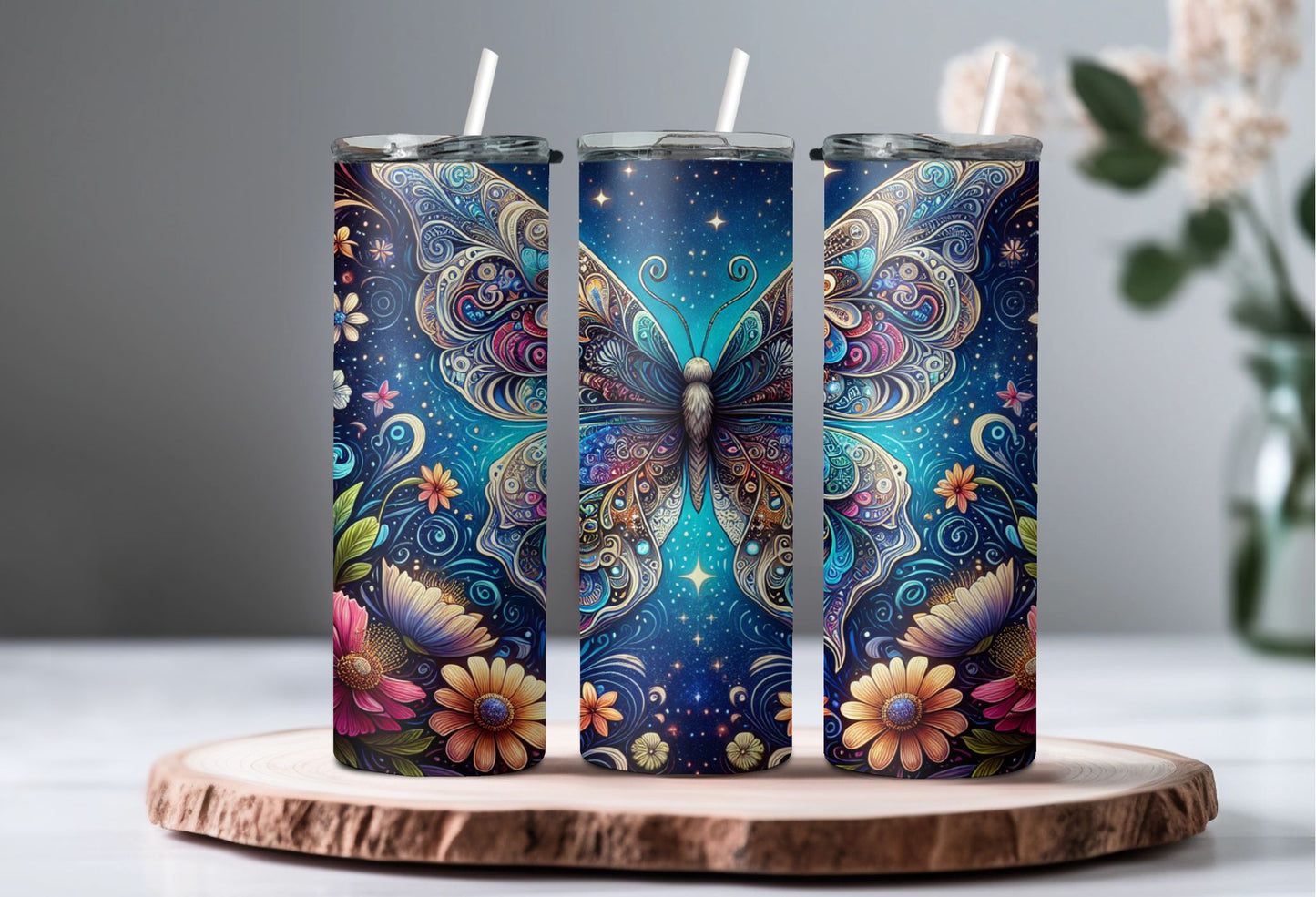 Blue Butterfly tumbler 2