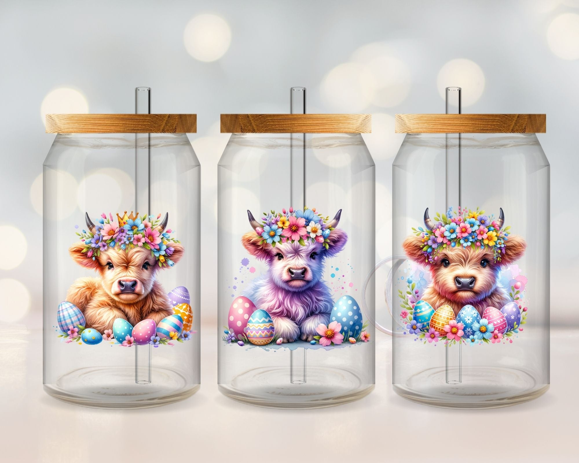 🐮✨ One-of-a-Kind Highland Cow Easter Tumbler ✨🐮