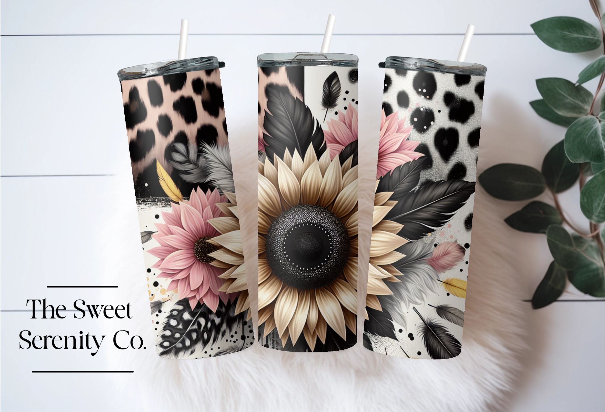 Yellow Sunflower & Leopard Tumbler