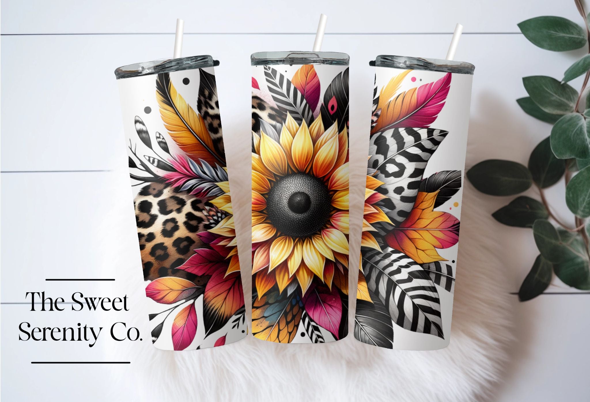 Yellow Zebra Sunflower Tumbler