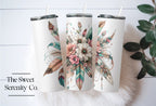 White Flower & Feathers Tumbler