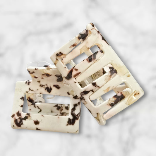 Brown &amp; White Marble 2inch Hair Clip