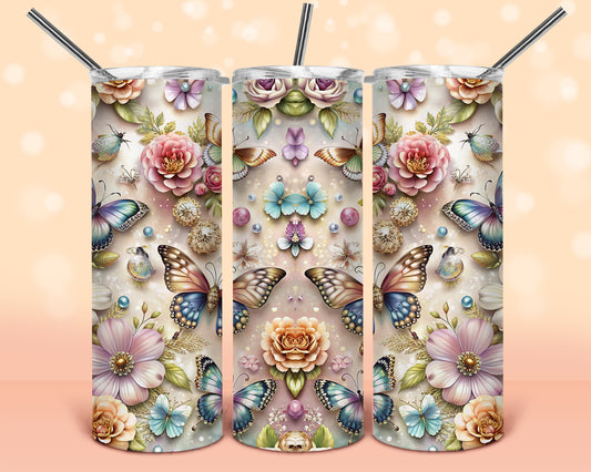 20oz Butterfly Stainless Steel Tumbler – Insulated &amp; Stylish