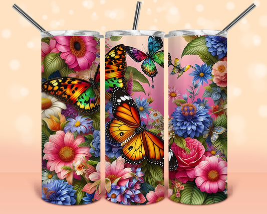 20oz Butterfly Stainless Steel Tumbler – Insulated &amp; Stylish