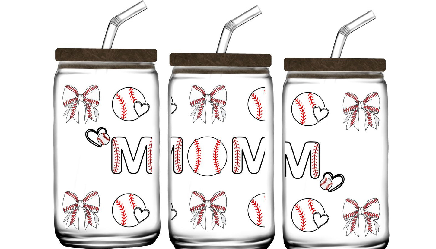16oz Libby Glass Can Baseball Moms Cup