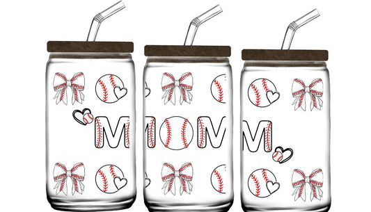 16oz Libby Glass Can Baseball Moms Cup