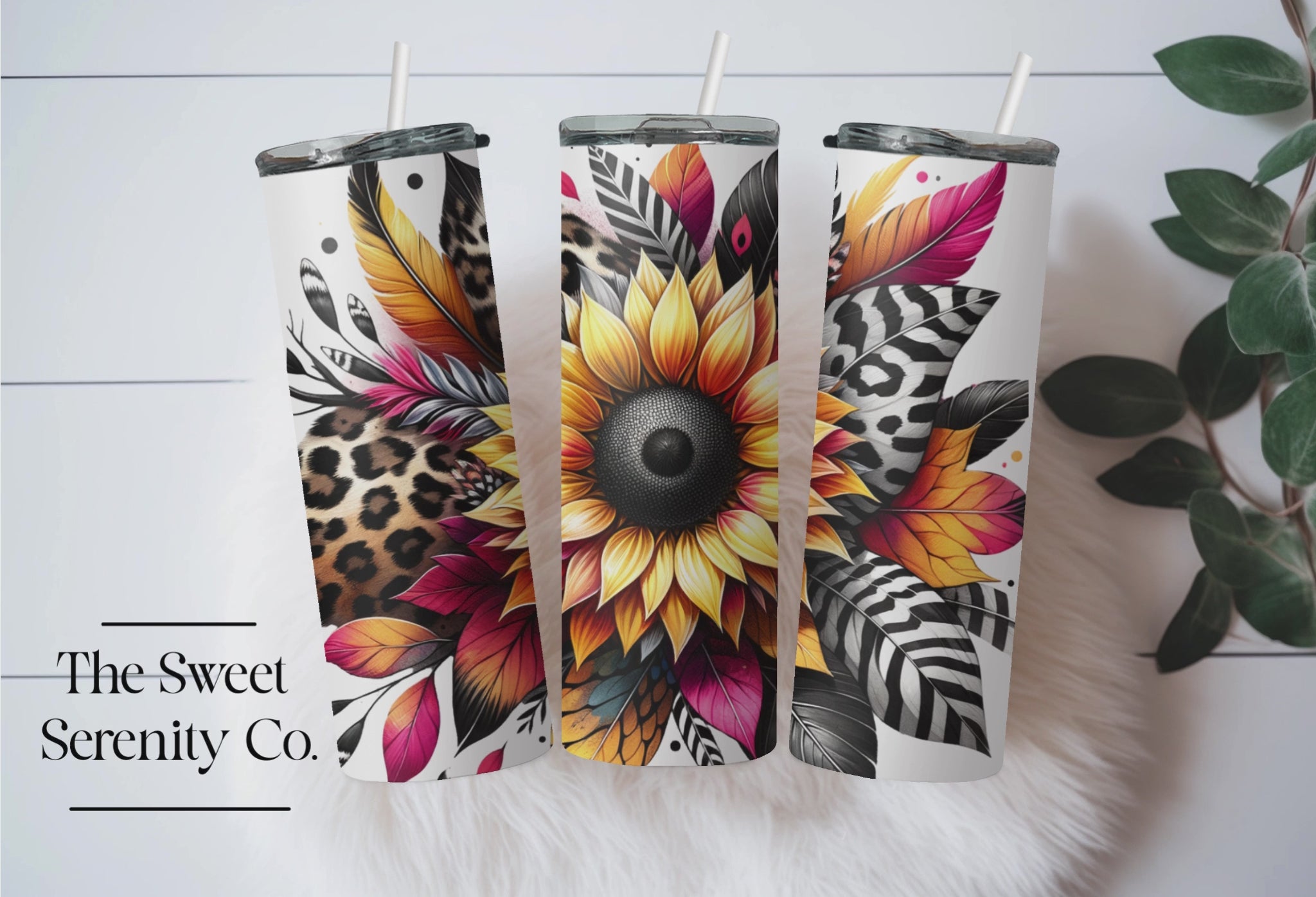 Yellow Zebra Sunflower Tumbler