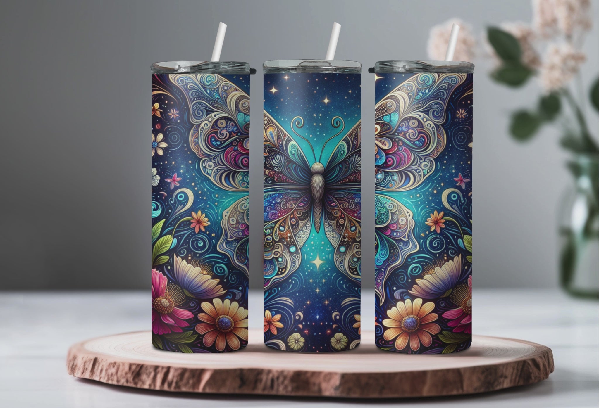 Blue Butterfly tumbler 2