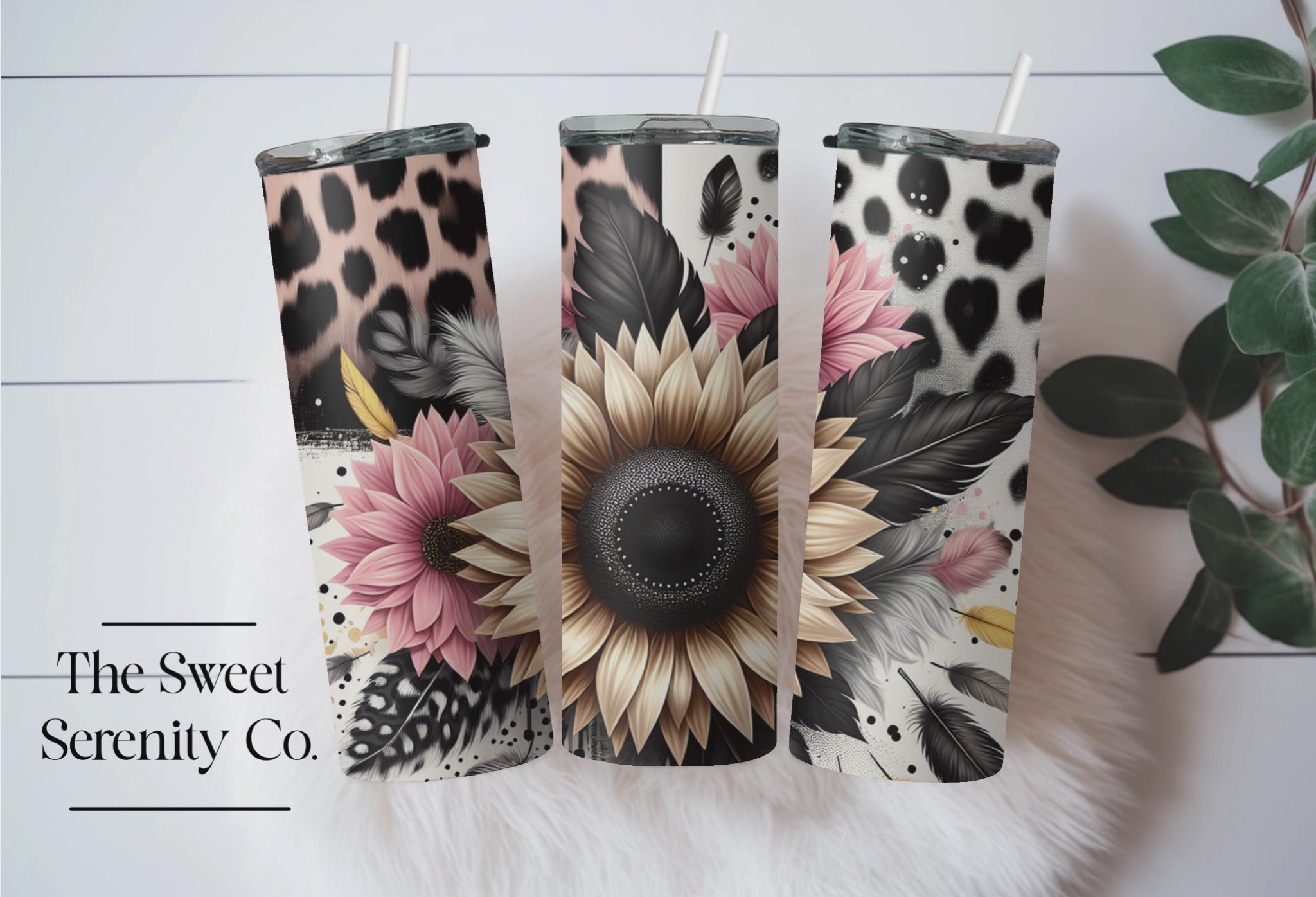 Yellow Sunflower & Leopard Tumbler