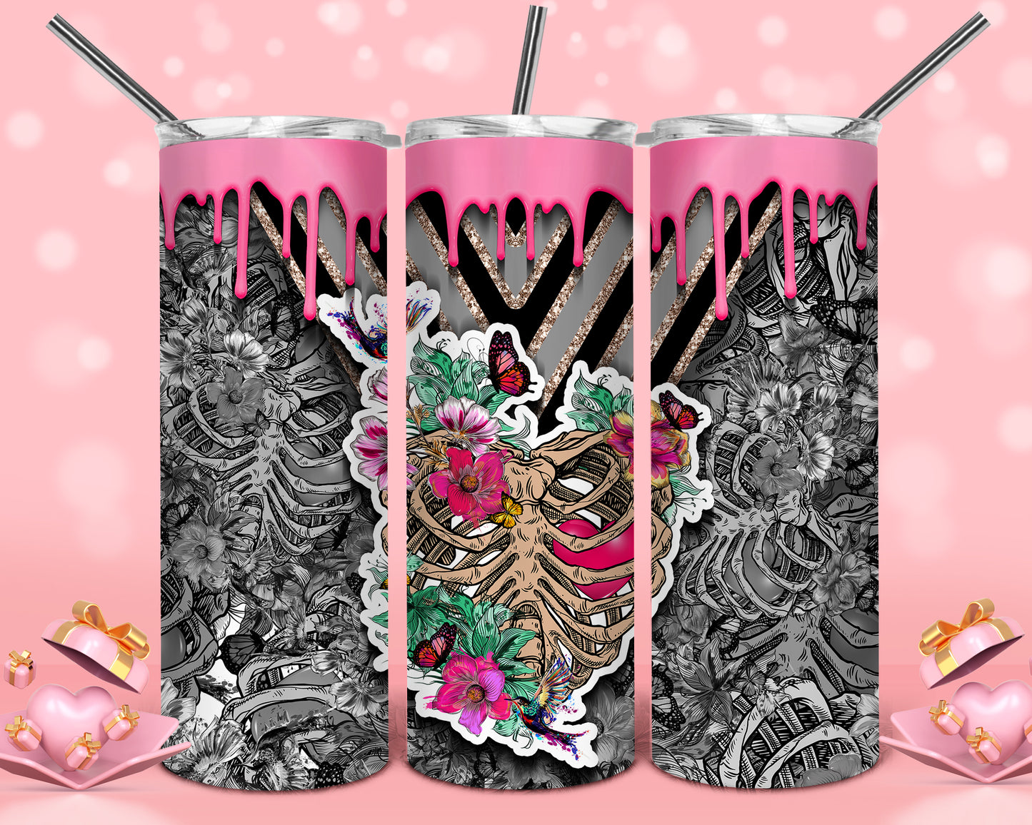Skeleton Heart Tumbler 20oz