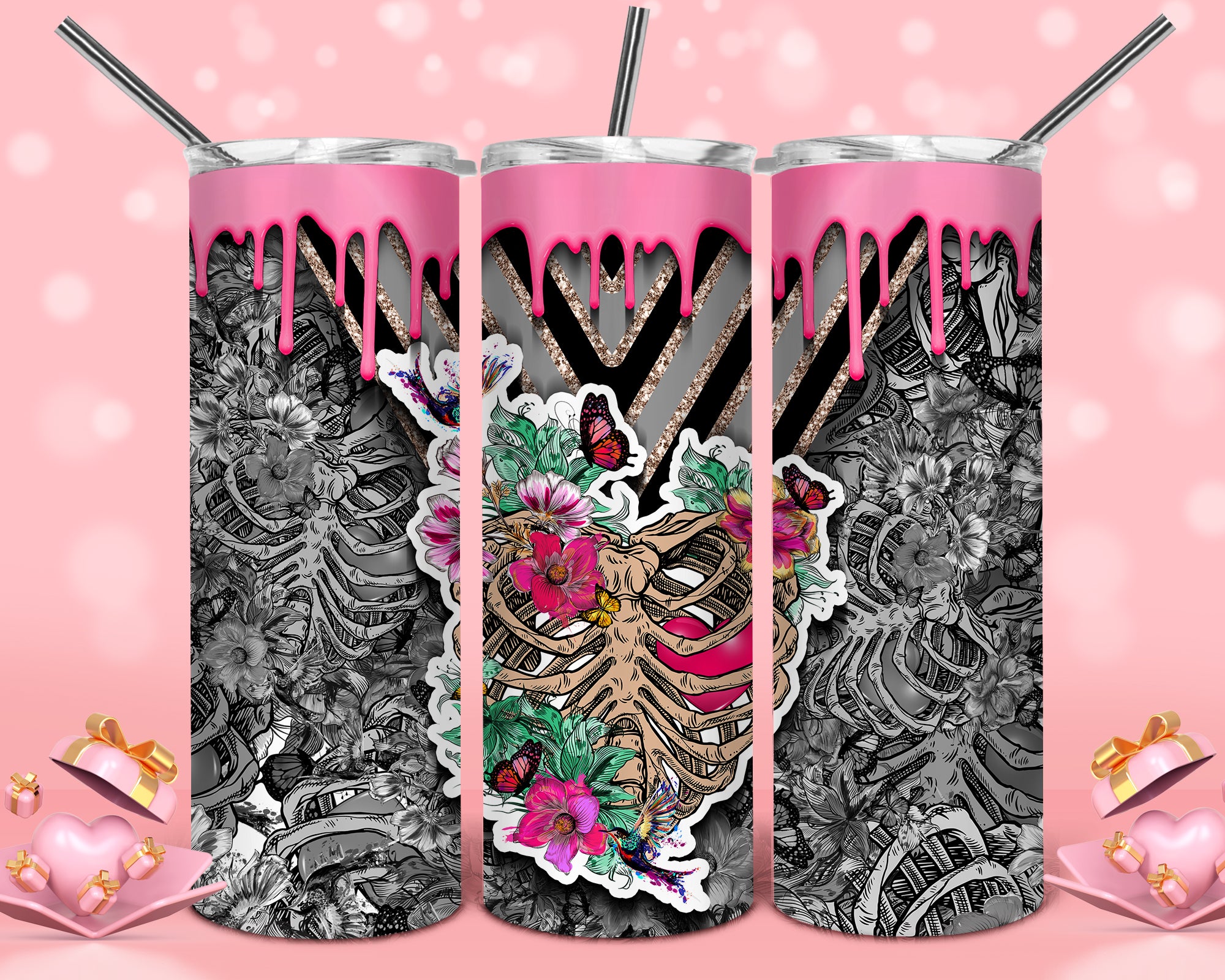 Skeleton Heart Tumbler 20oz