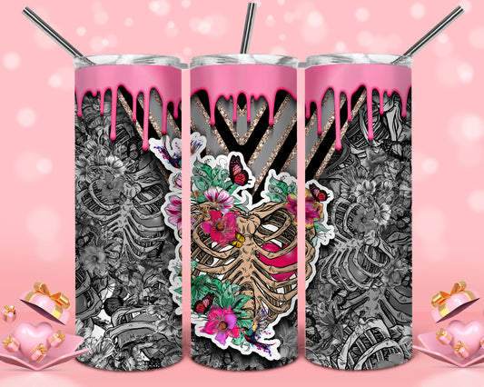 Skeleton Heart Tumbler 20oz